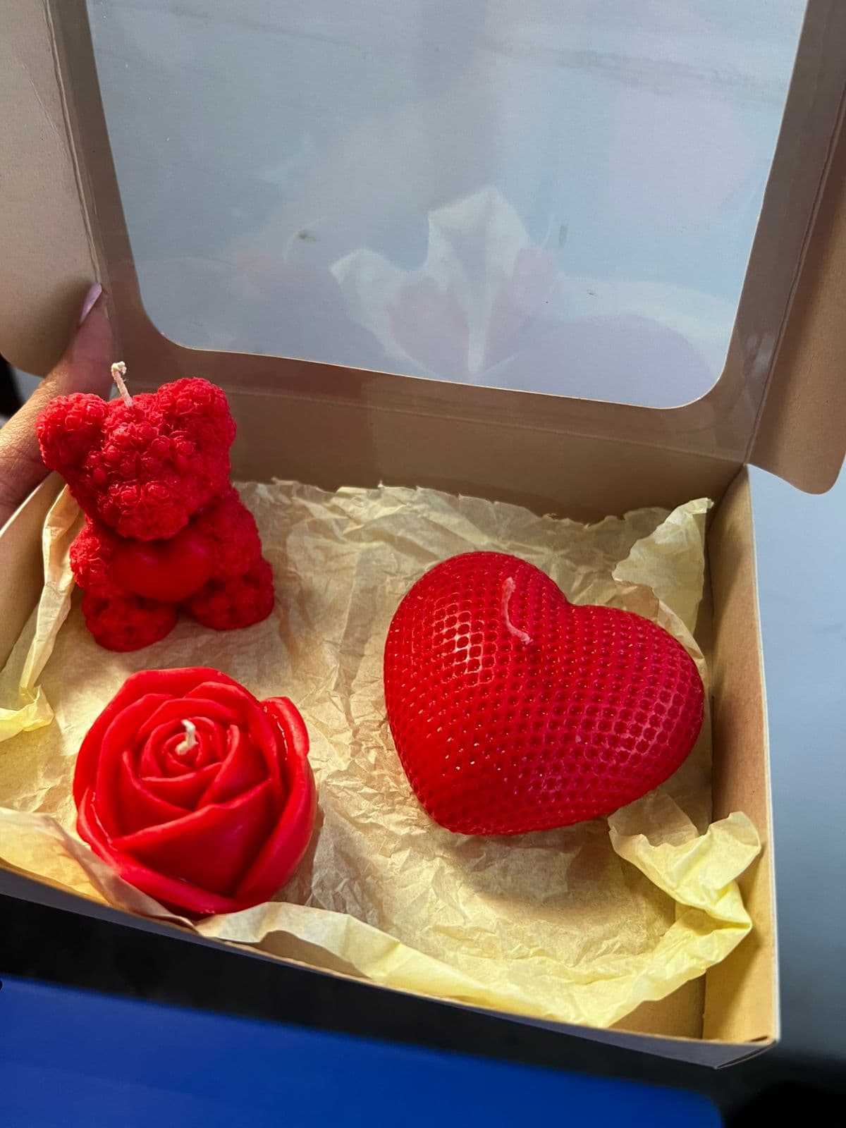 Cajita oso rosa con corazón